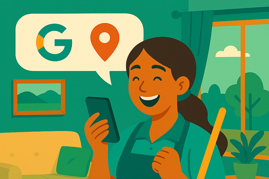 house cleaner excited to see her small business ranking in google